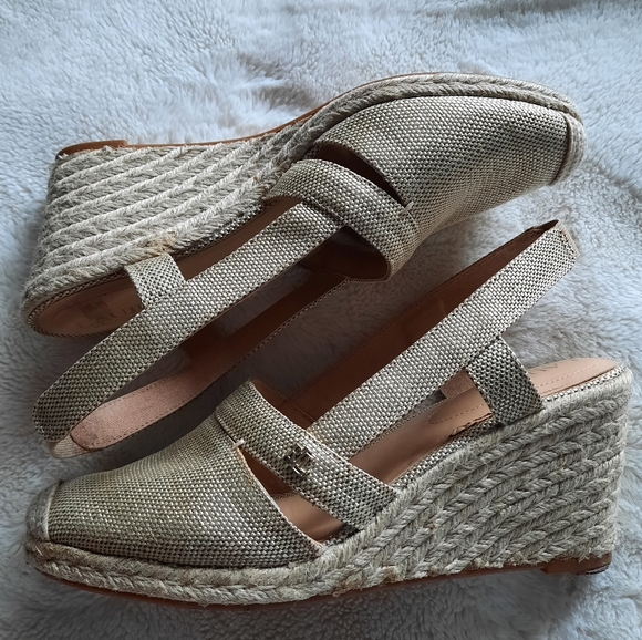 Lauren Ralph Lauren Penelopie Wedge Sandals Size 10 Womens Slingback Tan Khaki - Picture 12 of 12